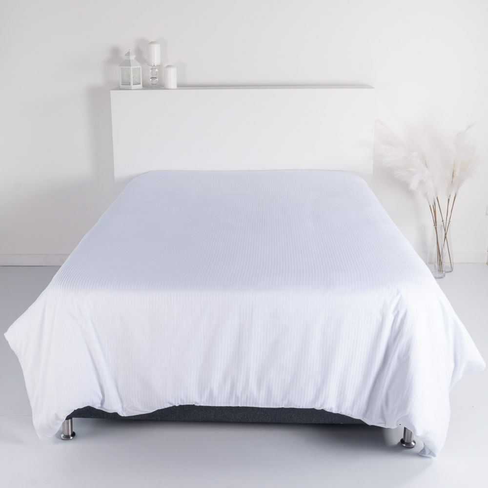 Cover Duvet - Funda Plumón 300 Hilos 100% Algodón Sateen Stripe Blanco - Distrihogar