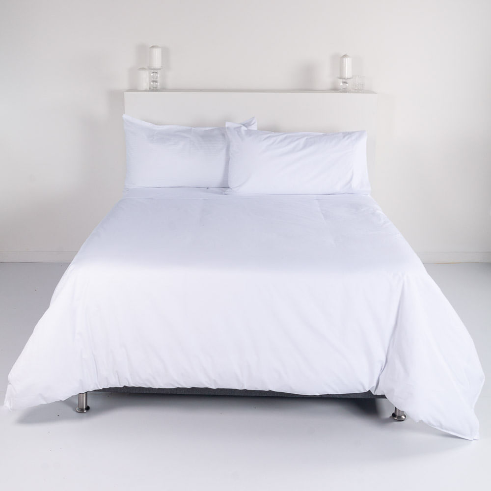 Cover Duvet - Funda Plumón 400 Hilos 100% Algodón  Blanco - Distrihogar