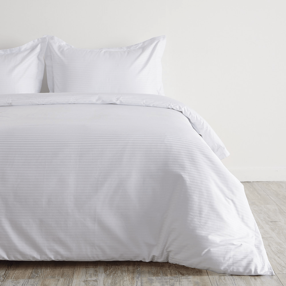 Cover Duvet - Funda Plumón Hotel Experience 300 Hilos 100% Algodón Sateen Stripe Blanco - Distrihogar