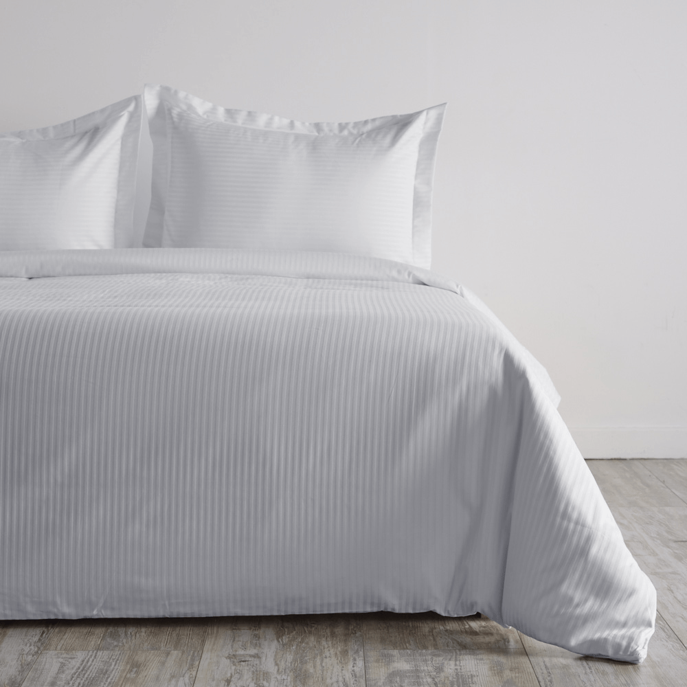Cover Duvet - Funda Plumón Hotel Experience 250 Hilos Polialgodón Sateen Stripe Blanco - Distrihogar