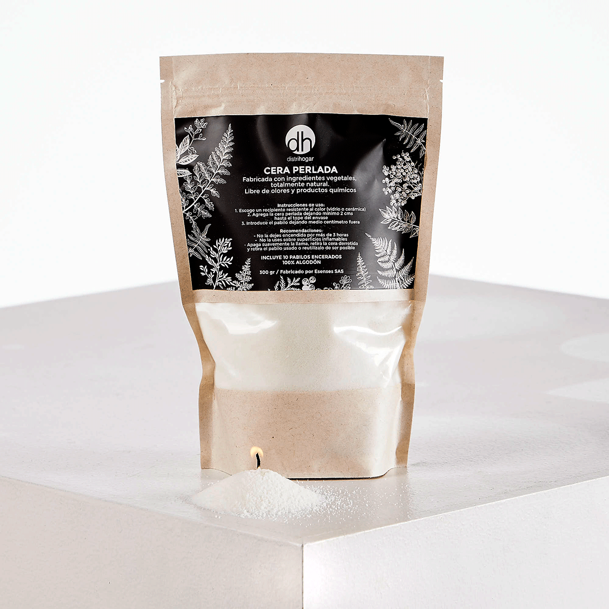 Cera Perlada para Velas 300 gr + 10 Pabilos - Distrihogar