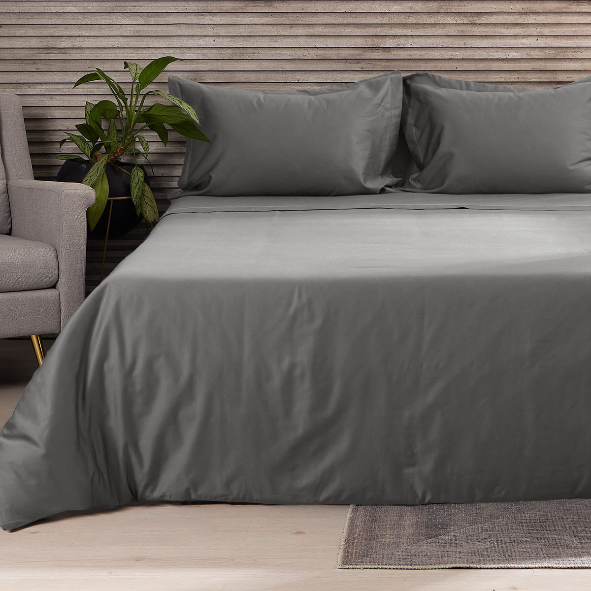 Cover Duvet - Funda Plumón Hotel Experience 400 hilos 100% Algodón Menfis Gris Oscuro - Distrihogar