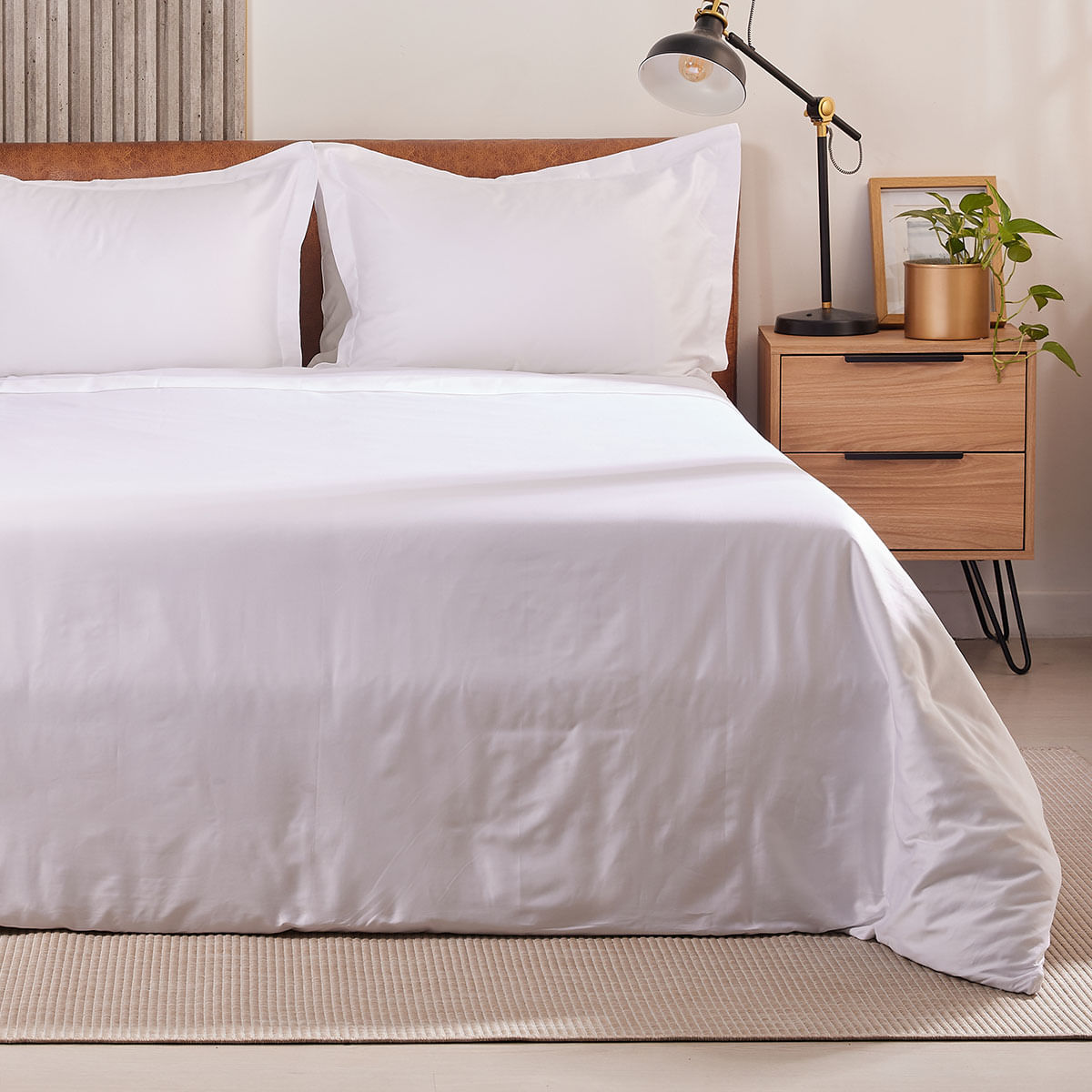 Cover Duvet - Funda Plumón Hotel Experience 400 Hilos 100% Algodón Egipcio Menfis Blanco Cremoso - Distrihogar