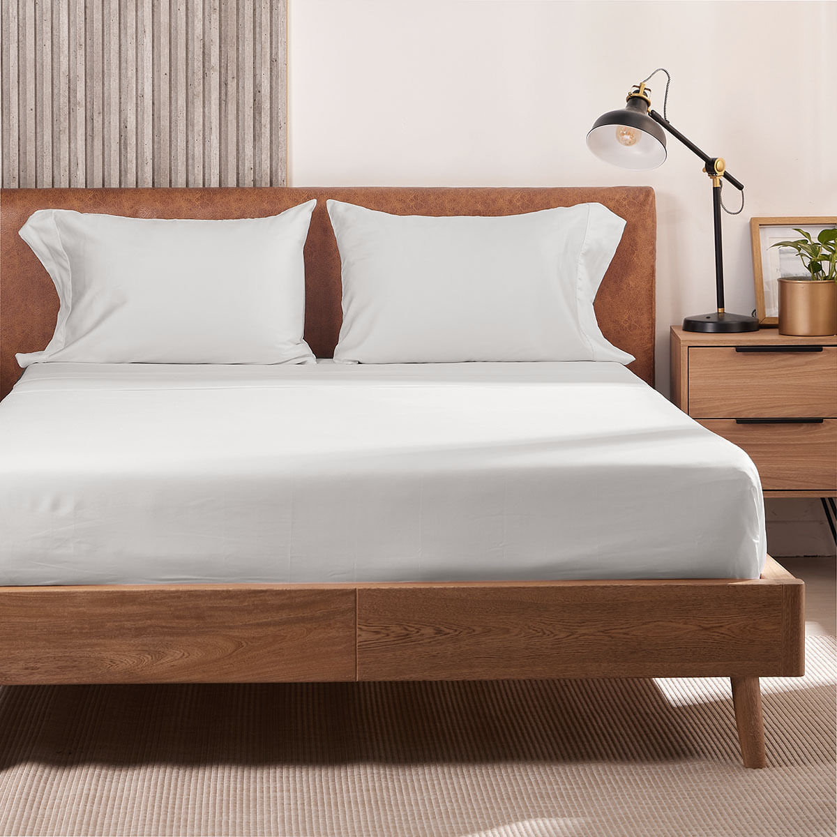 Juego de Sábanas Hotel Experience 400 Hilos 100% Algodón Egipcio Menfis Blanco Cremoso - Distrihogar
