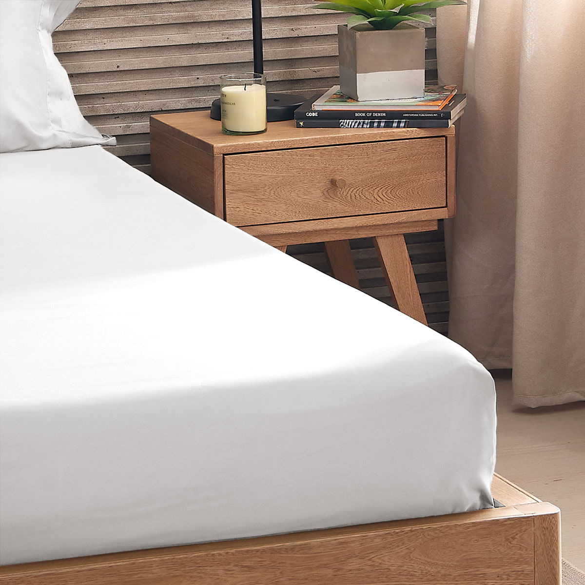 Sábana Ajustable Hotel Experience 400 Hilos 100% Algodón Egipcio Blanco Cremoso - Distrihogar