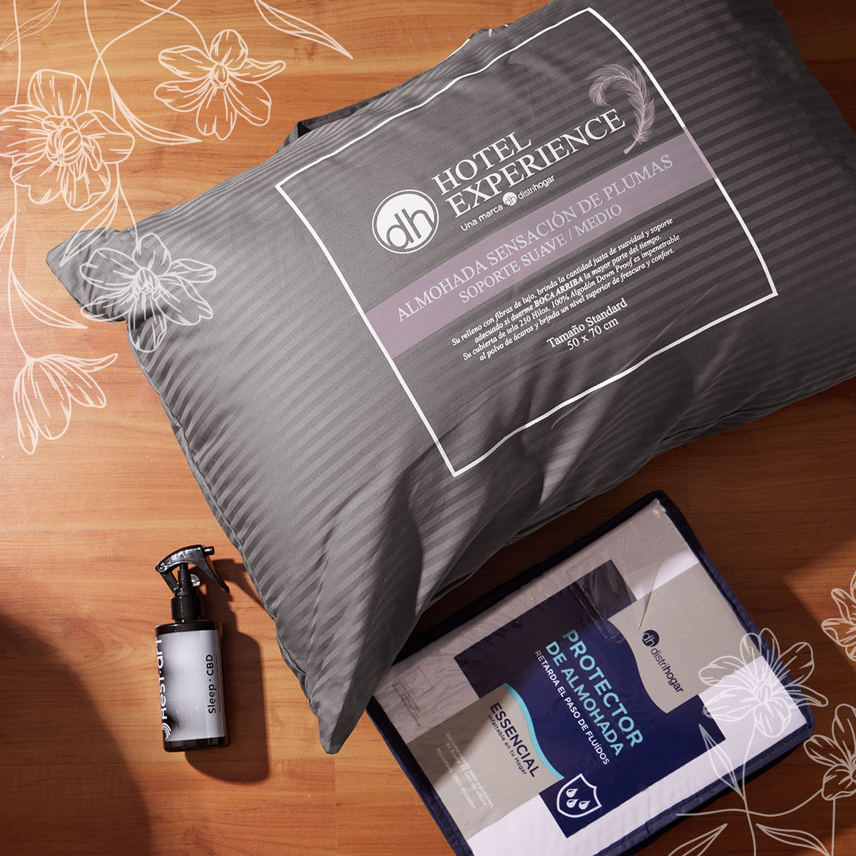 Ritual: Almohada Hotel Experience Sensación de Plumas, Protector Almohada Antifluidos y Fragancia Sleep Therapy - Distrihogar