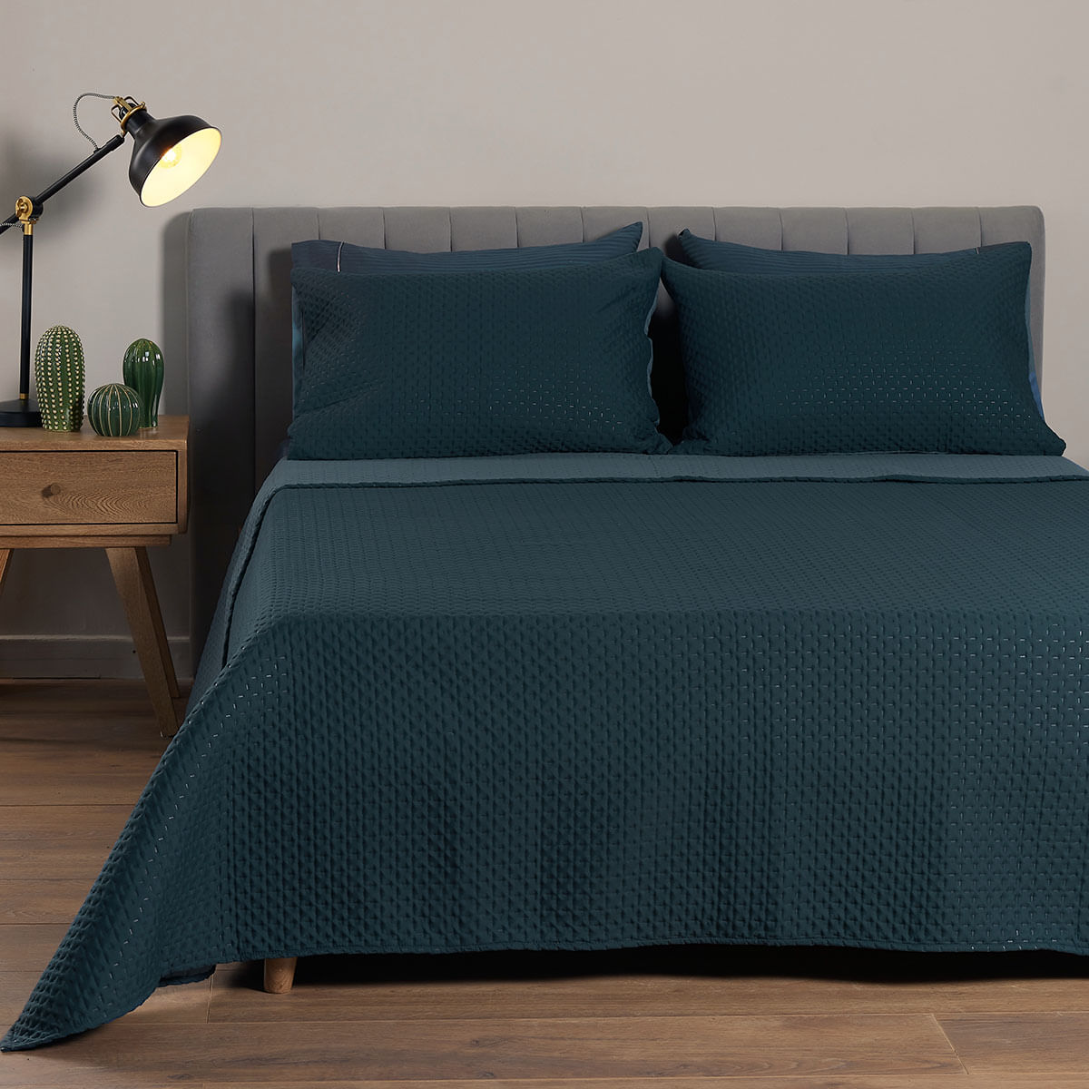 Quilt Doblefaz Microfibra Azul - Distrihogar