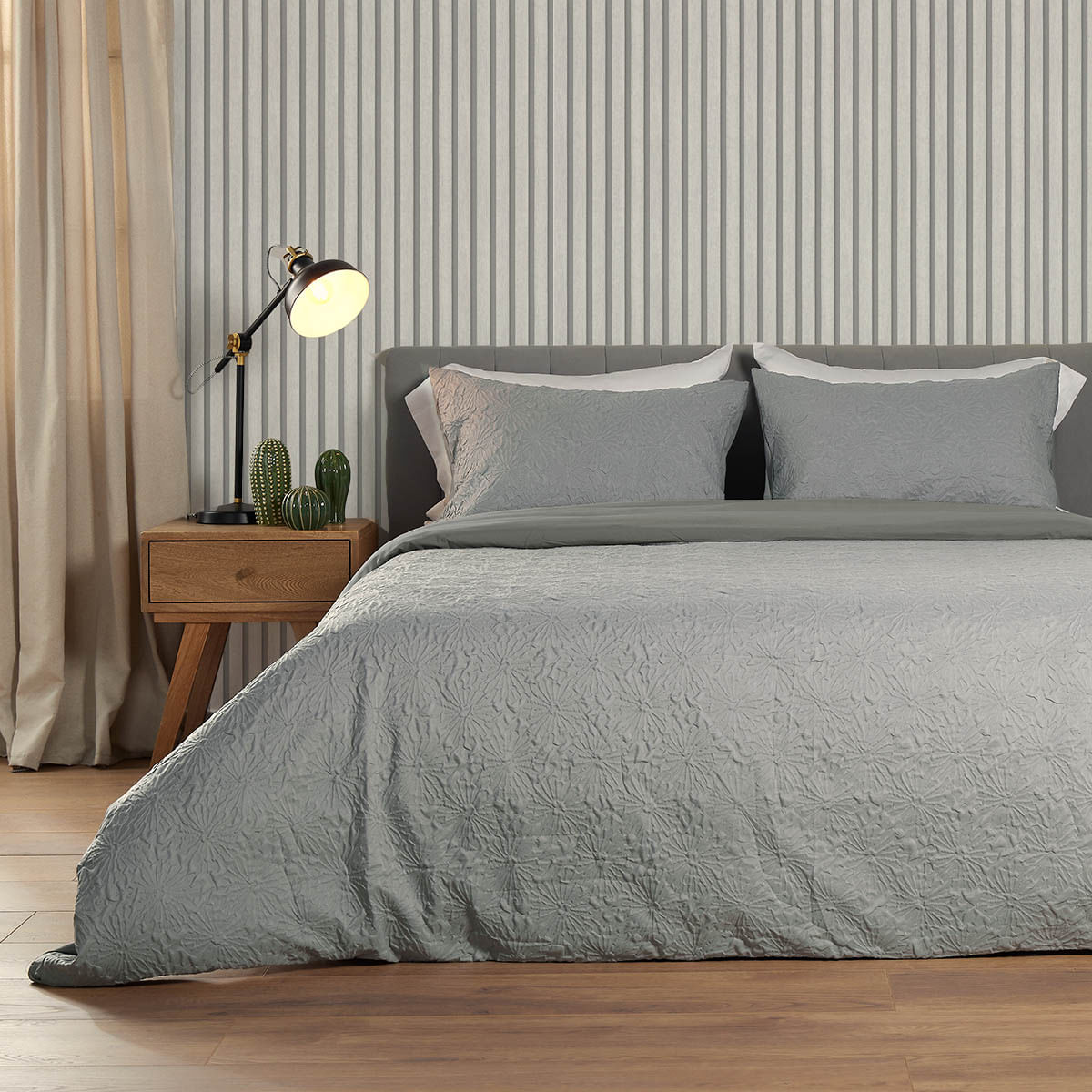 Cover Duvet - Funda Plumón Microfibra Artticus Flor Gris - Distrihogar