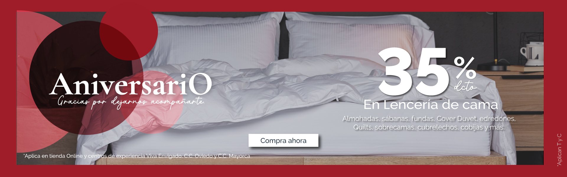 Agosto aniversario 35 off lencería de cama