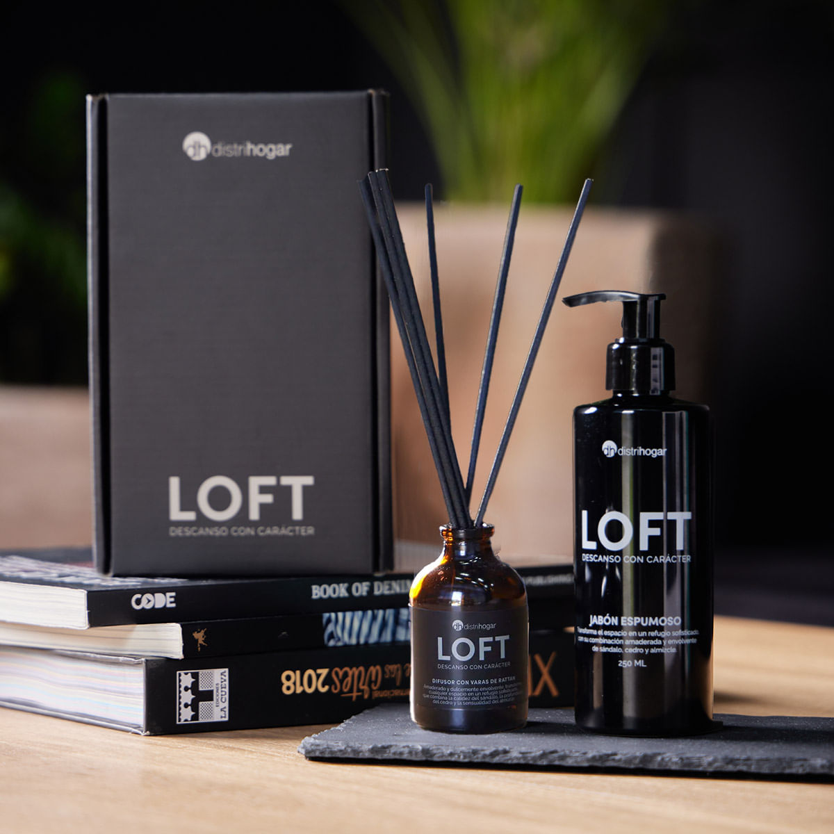 Set Loft: Jabón Espumoso 250 ml y Difusor varas Rattan 50 ml - Distrihogar